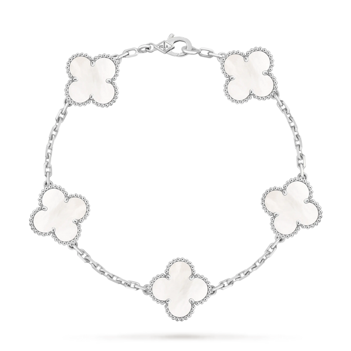 Bracelet Trèfle 5 Motifs — Nacre Crème