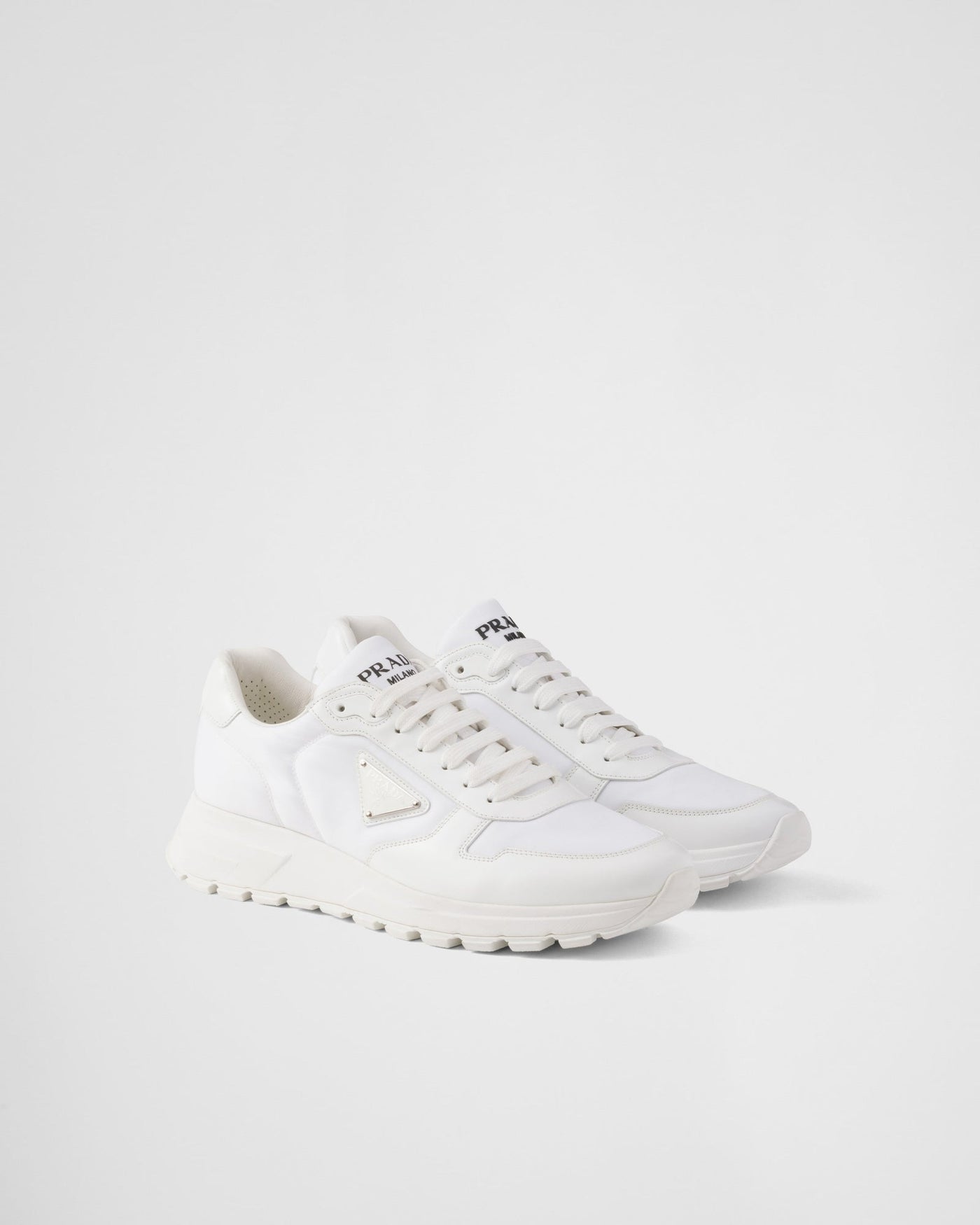 Baskets Prada Cuir Brossé Blanc — vue 2
