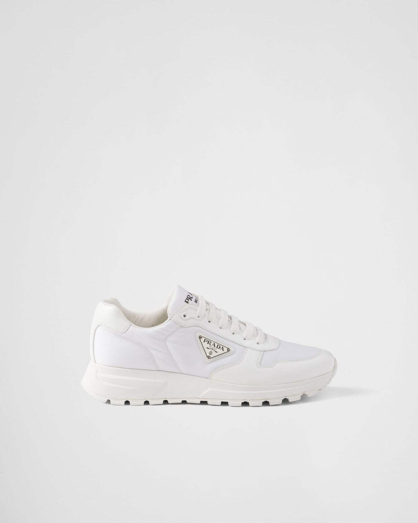 Baskets Prada Cuir Brossé Blanc