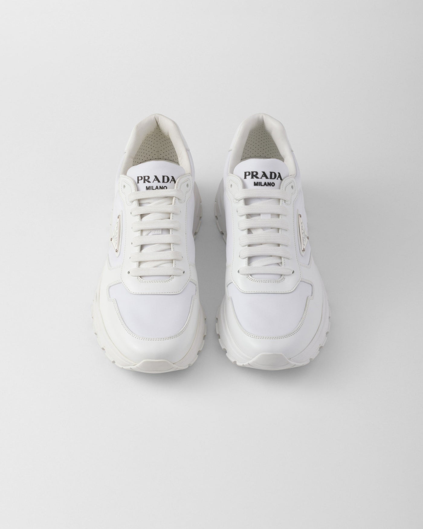 Baskets Prada Cuir Brossé Blanc — vue 4