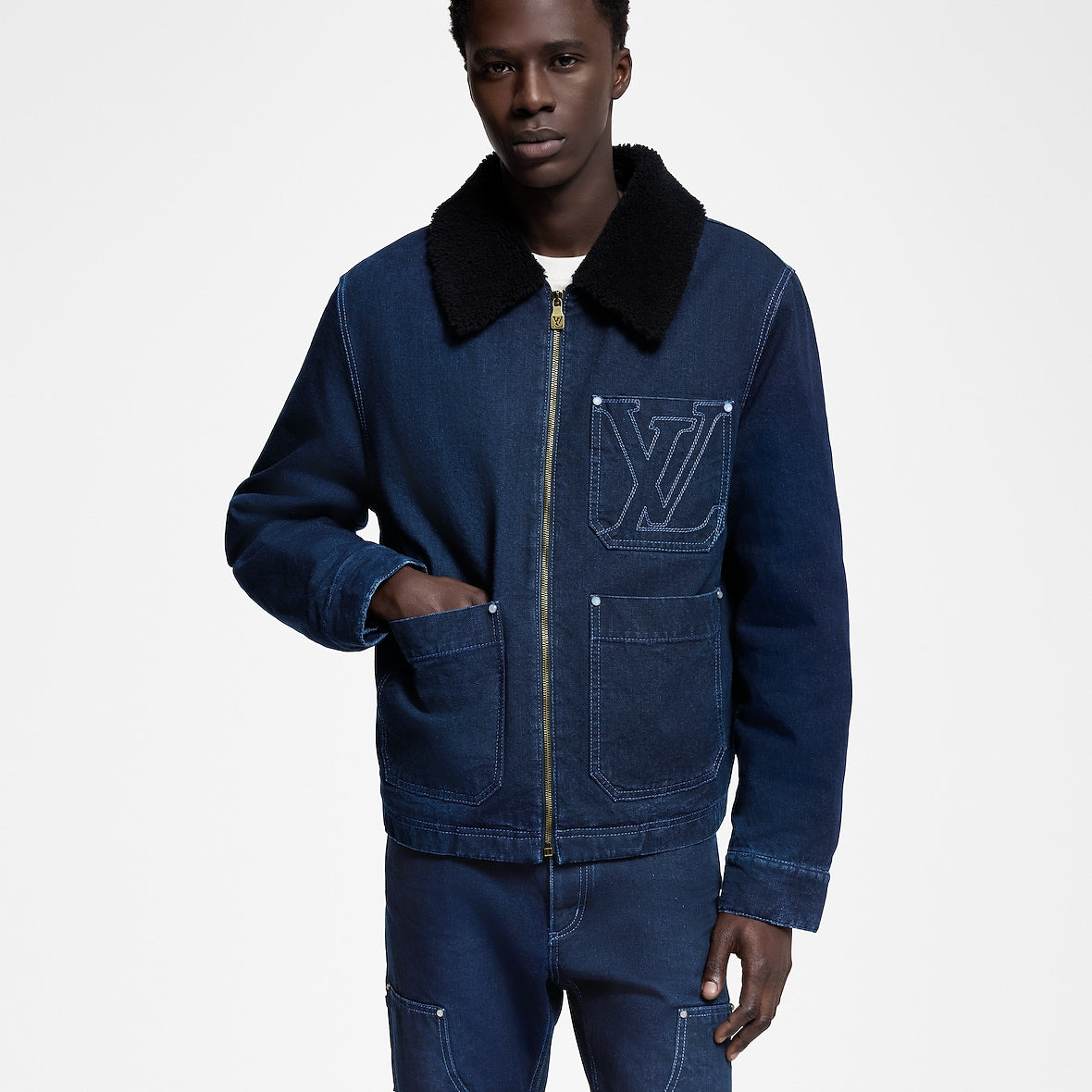 Veste Louis Vuitton Workwear D'hiver En Denim — vue 2