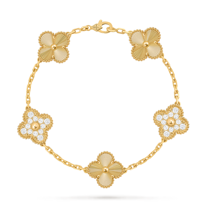 Bracelet Trèfle 5 Motifs — Doré