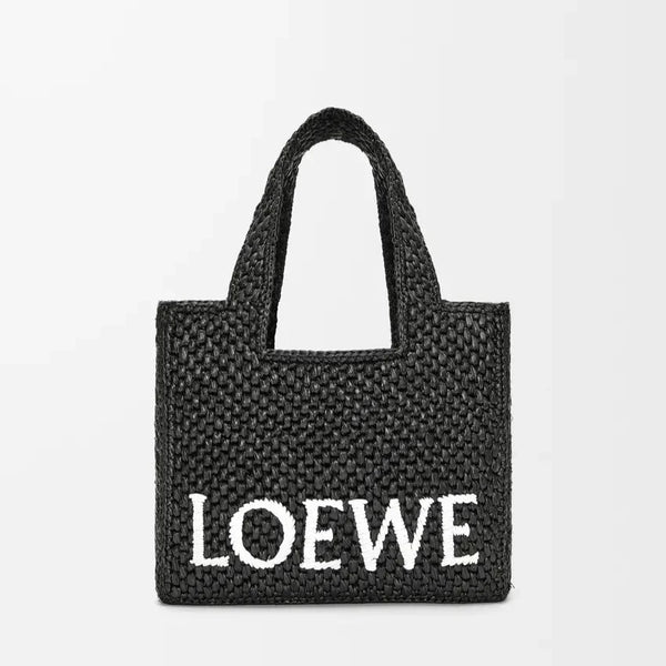 Sac Loewe Font Petit Raphia Noir (F)