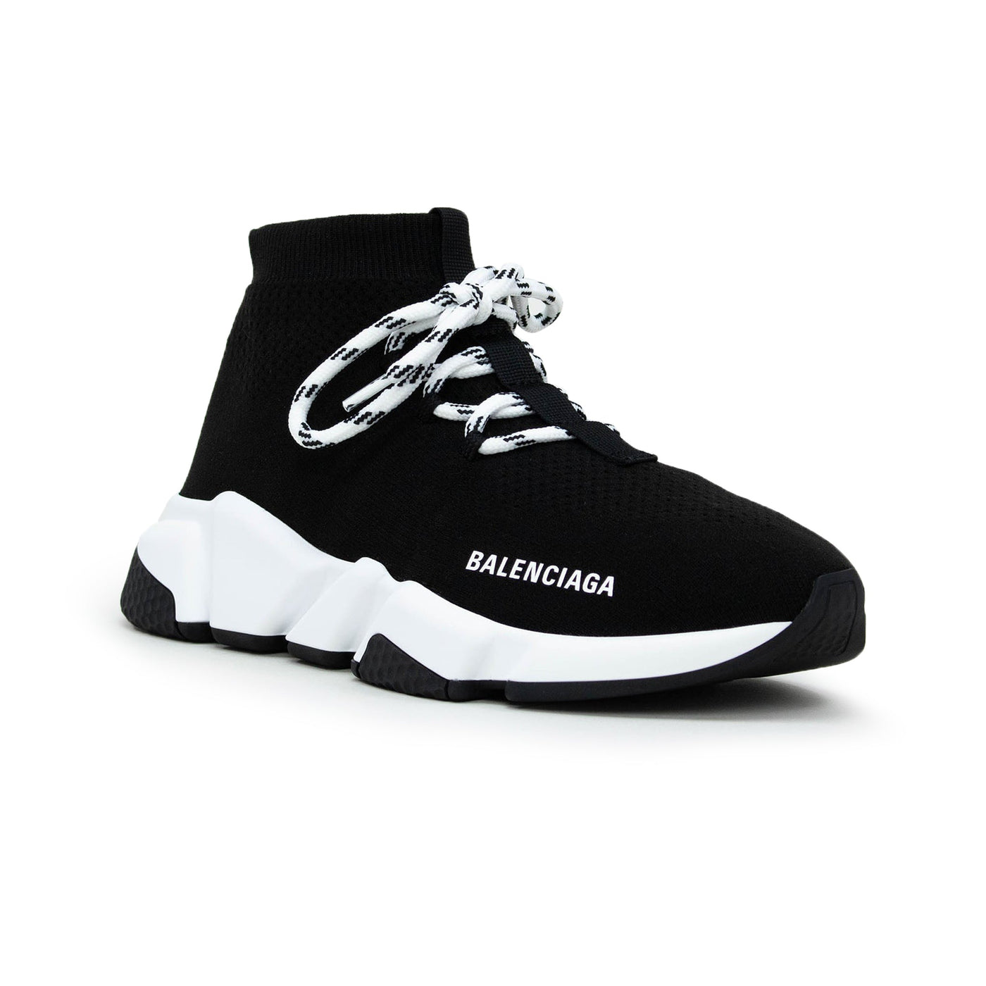 Baskets Balenciaga Speed Knit Lace Sock Noir Blanc (F) — vue 2
