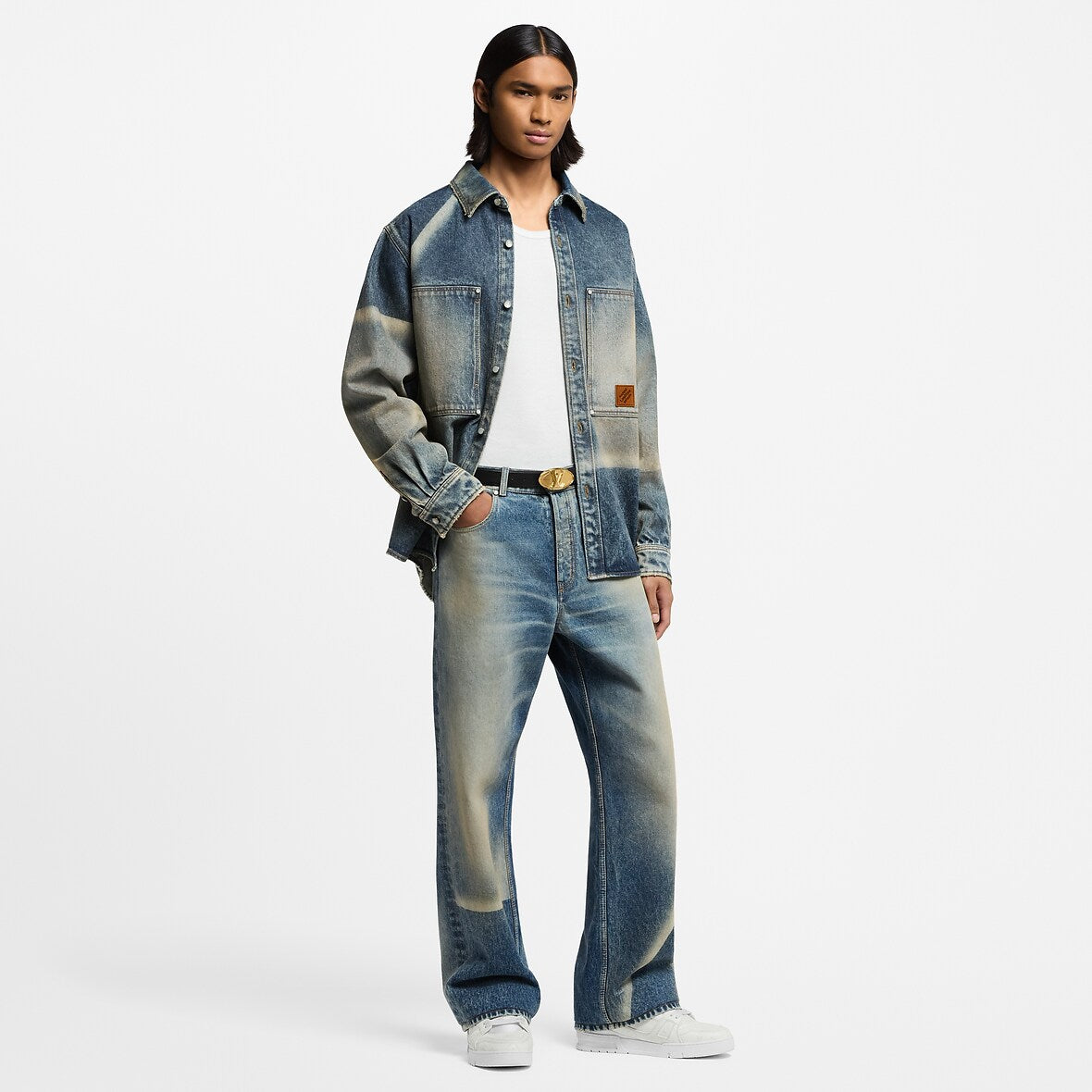 Pantalon Louis Vuitton Droit Effet Décoloré En Denim — vue 4