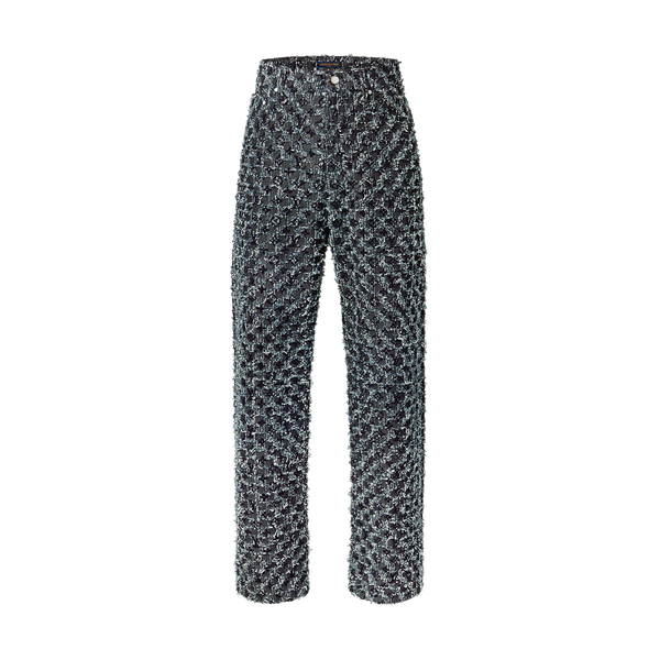 Pantalon Louis Vuitton Droit à Monogram Floqué En Denim
