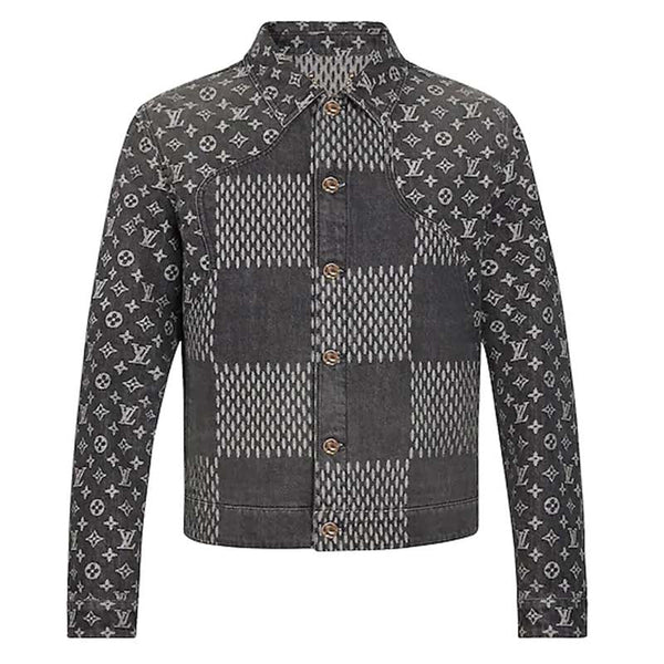Doudoune Louis Vuitton Men Giant Damier Waves Veste En Jean Monogramme