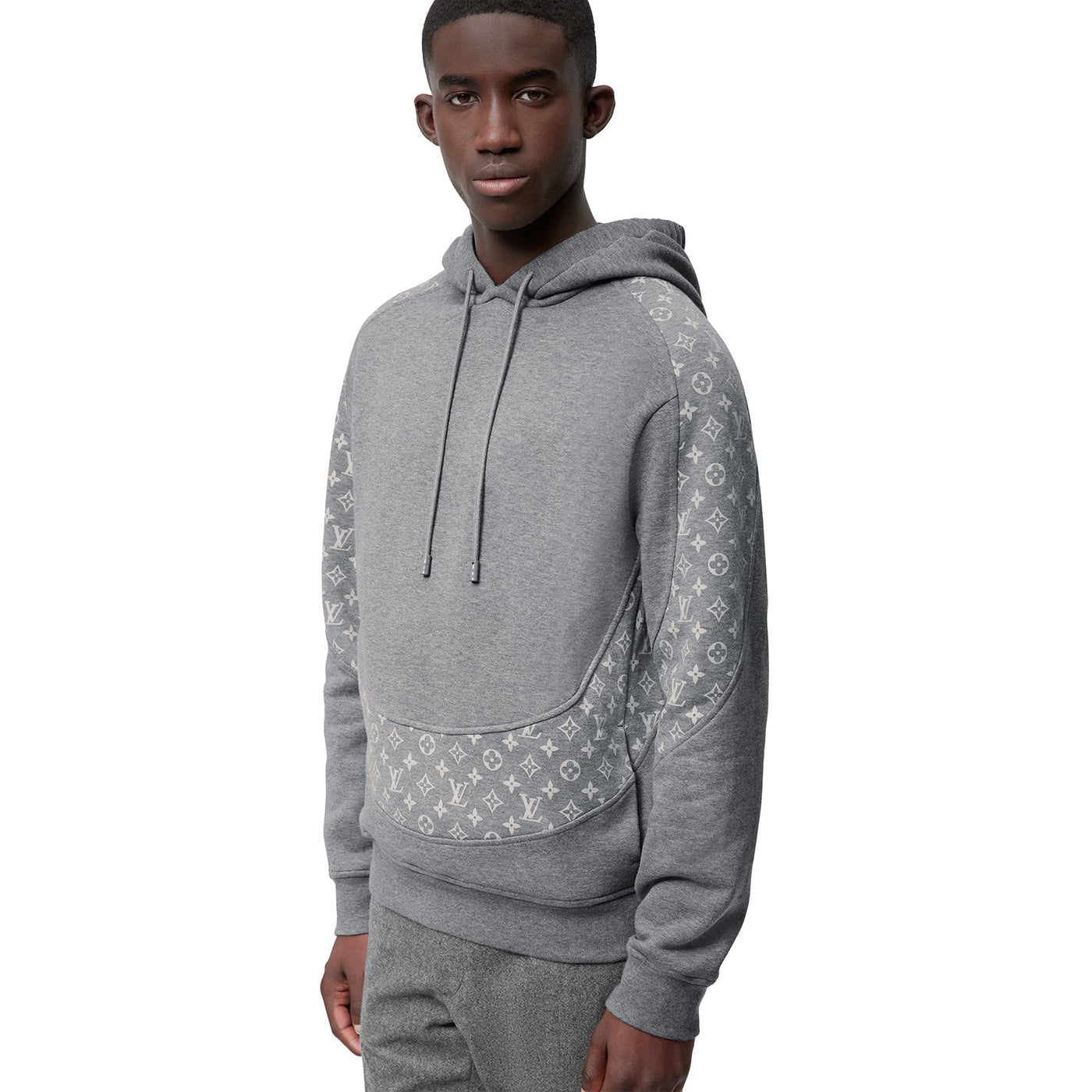 Hoodie Louis Vuitton Monogram Circle Cut Gris — vue 3