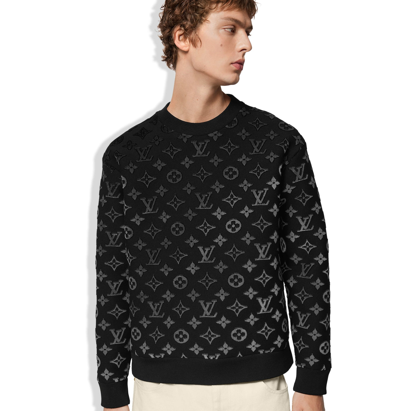 Sweat Louis Vuitton Monogram Gradient Fil Coupe Noir — vue 2