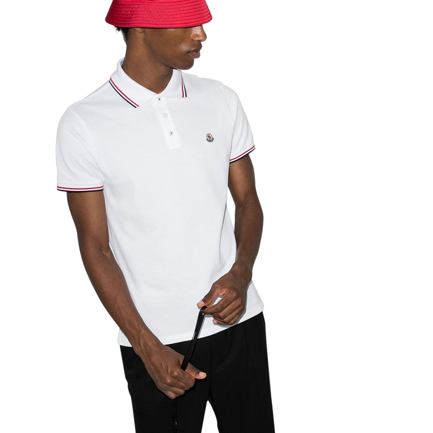 Polo Moncler Logo Patch Blanc Polo Shirt — vue 2