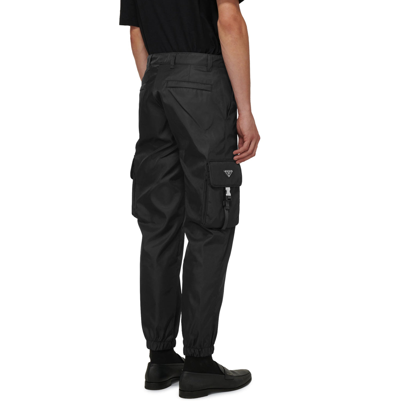 Pantalon Prada Re Nylon Cuffed Noir Cargo — vue 3