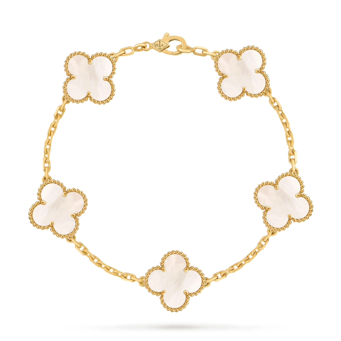Bracelet Trèfle 5 Motifs — Nacre Blanche