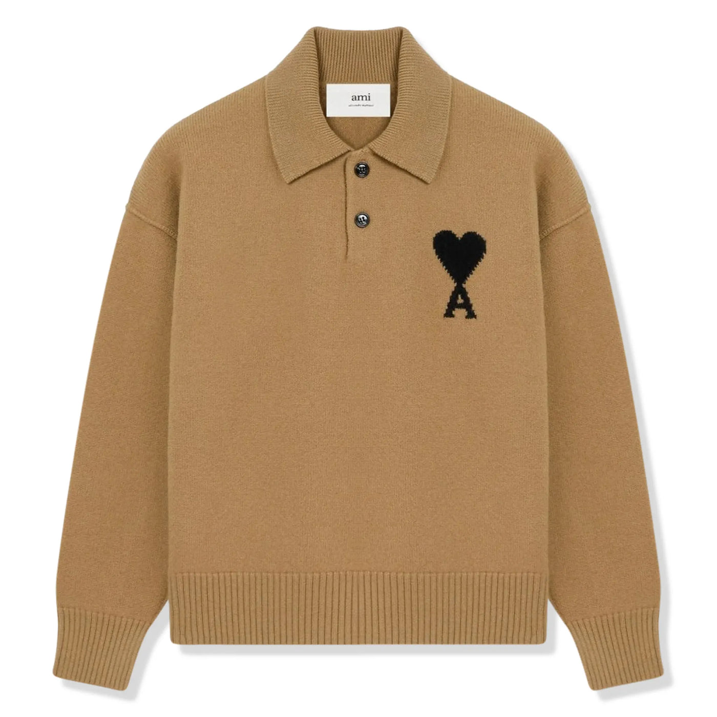 Polo Ami Paris AMI de Coeur Knitted Tan Polo