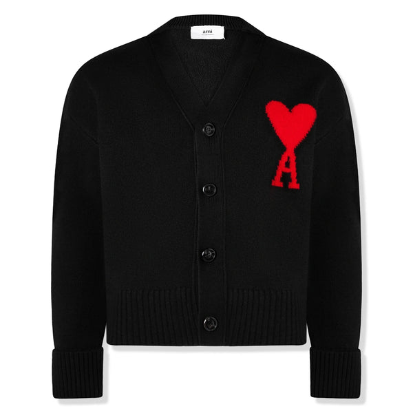 Cardigan Ami Paris AMI de Coeur Noir Rouge Cardigan