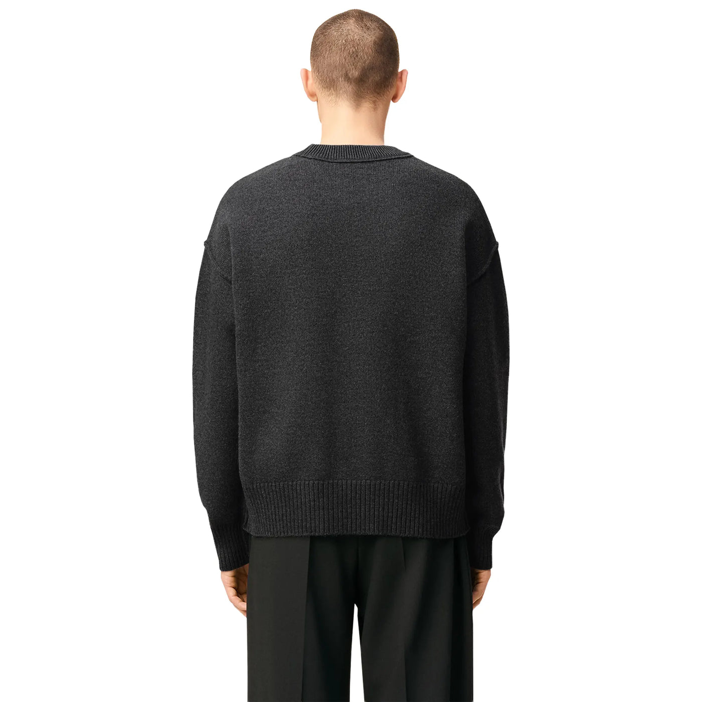 Sweat Ami Paris AMI de Coeur Wool Heather Gris Noir Crewneck Sweater — vue 2