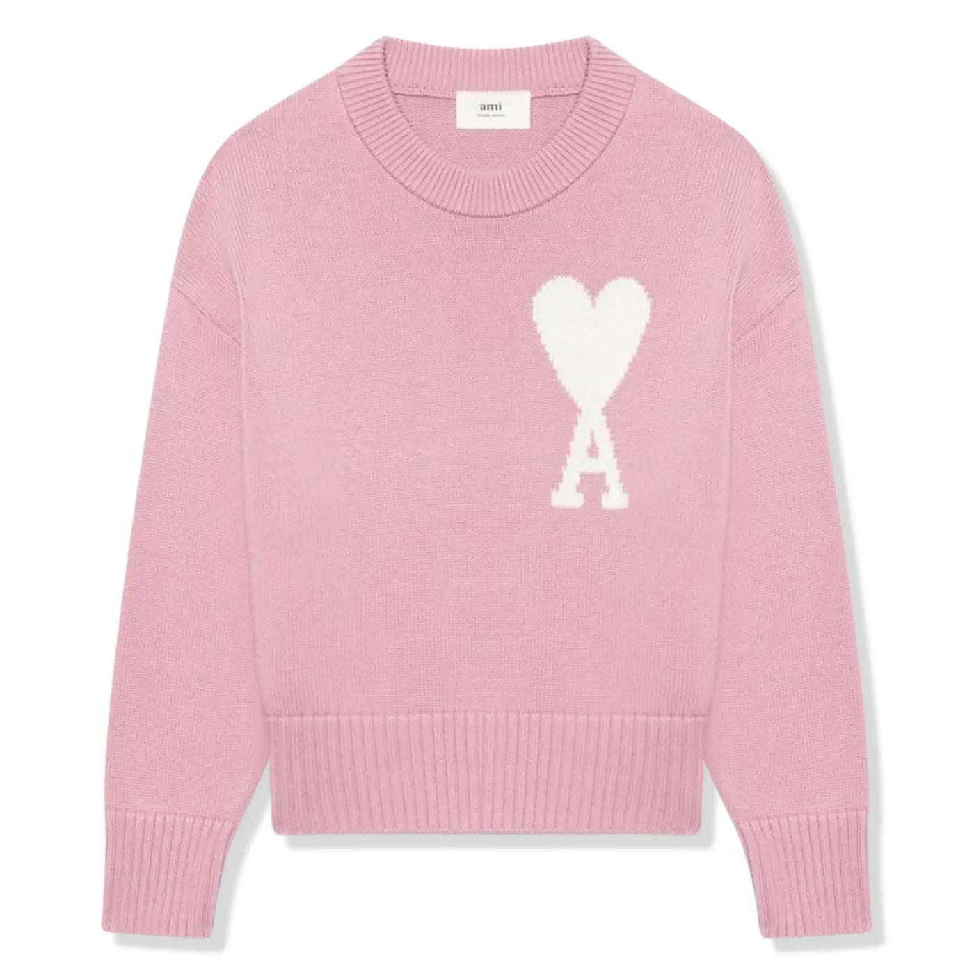 Sweat Ami Paris AMI de Coeur Logo Intarsia Rose Knit