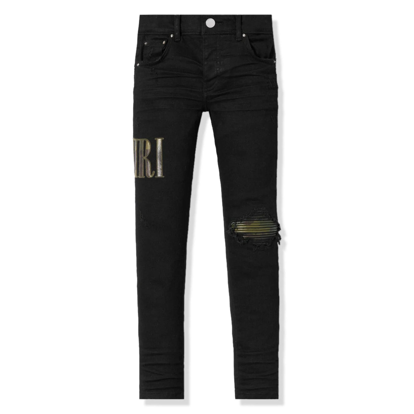 Jean Amiri Camo Applique Noir Denim