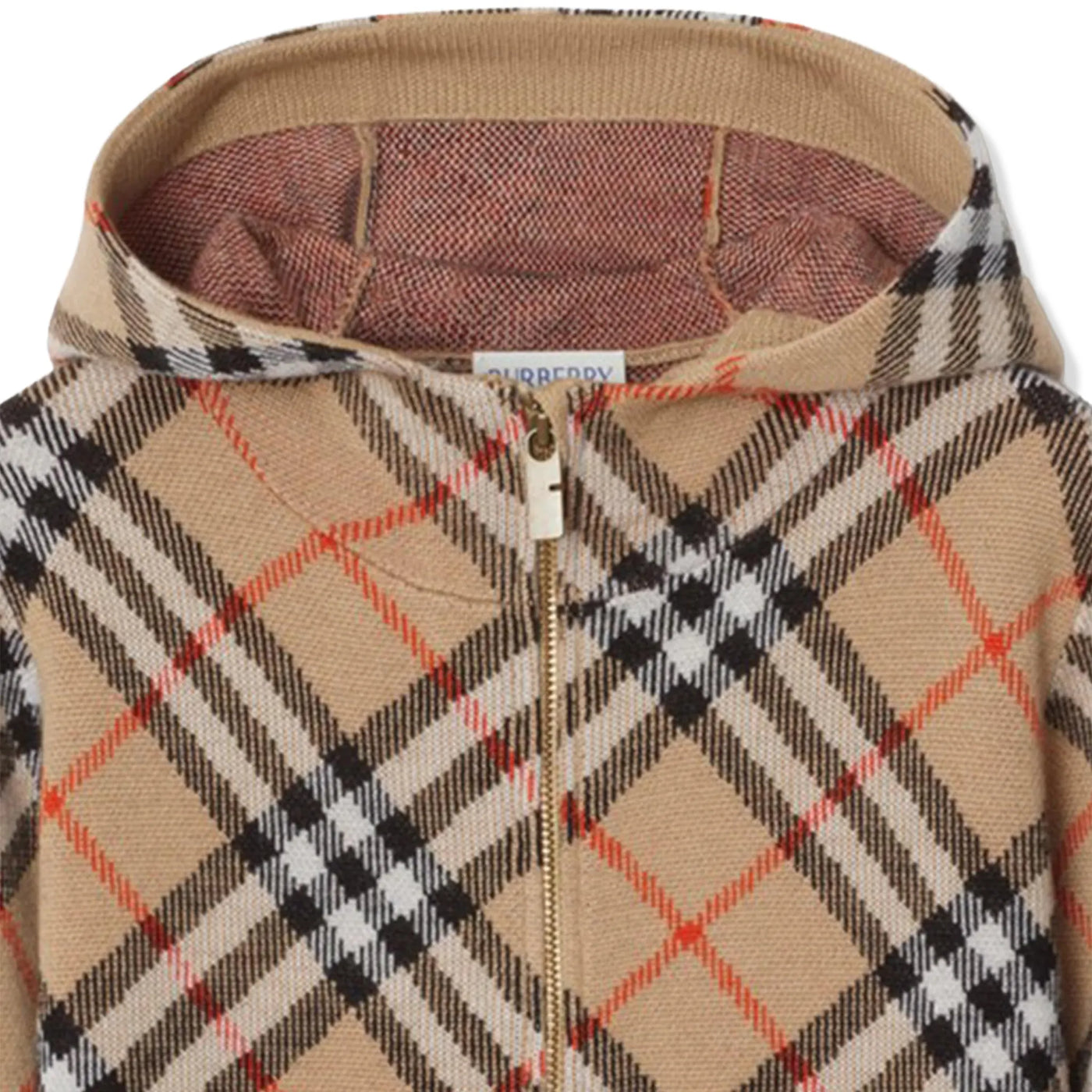 Hoodie Burberry Jimmy Check Zip-up Beige — vue 3