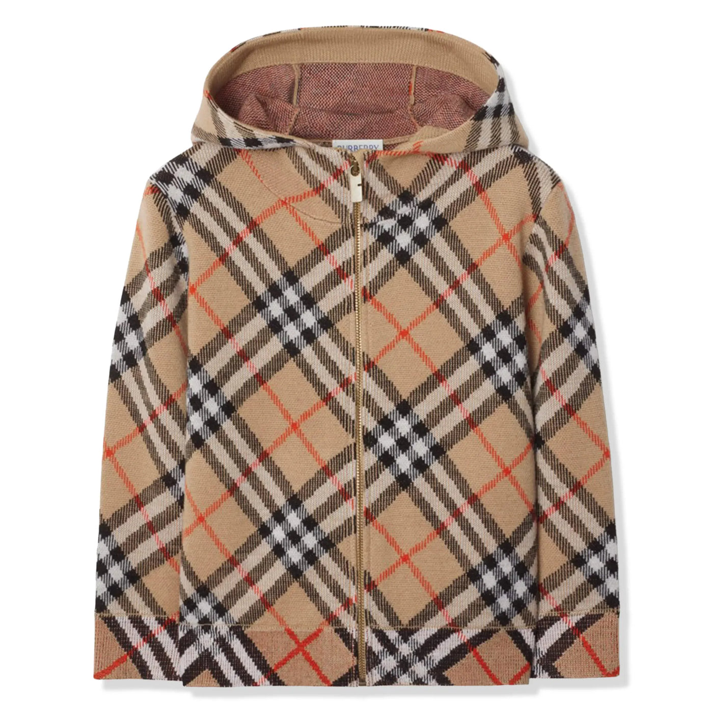 Hoodie Burberry Jimmy Check Zip-up Beige