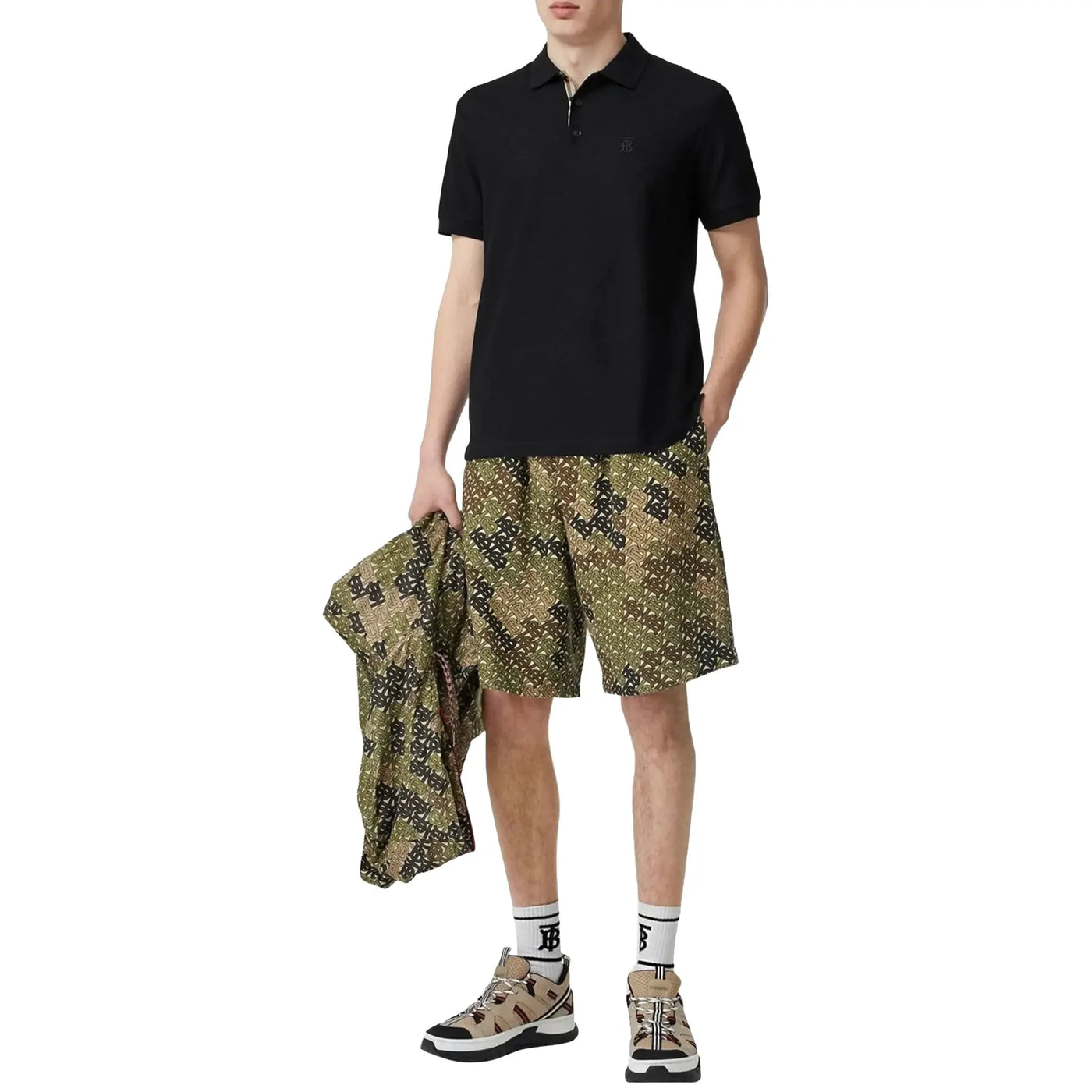 T-Shirt Burberry Eddie Logo Pique Cotton Noir — vue 4