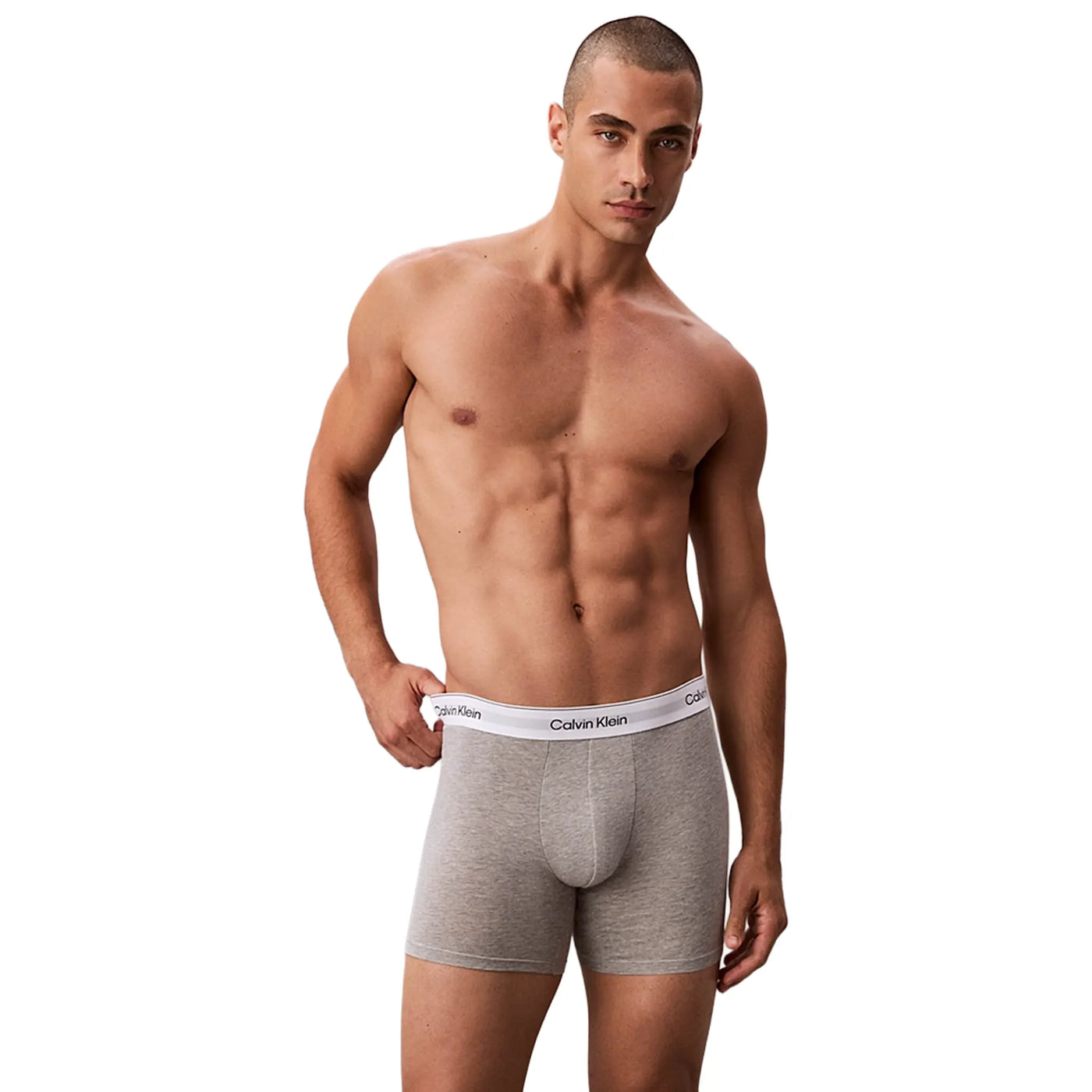 Short Calvin Klein Blanc Noir Gris Boxer Briefs Three Pack — vue 2