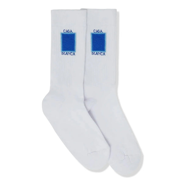 T-Shirt Casablanca Logo Print Ribbed Sport Blanc Socks