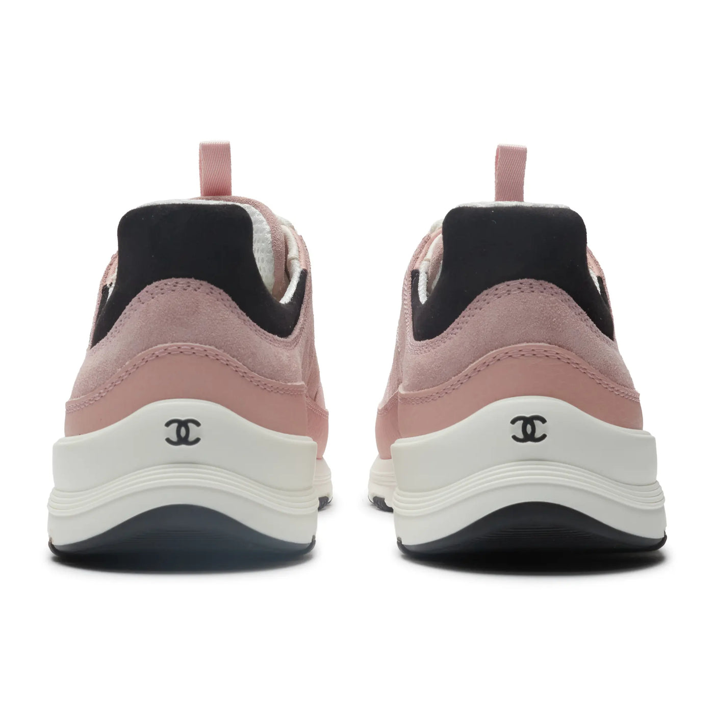 Baskets Chanel CC Logo Suede Calfskin Grosgrain Clair Rose Noir Trainers (F) — vue 3