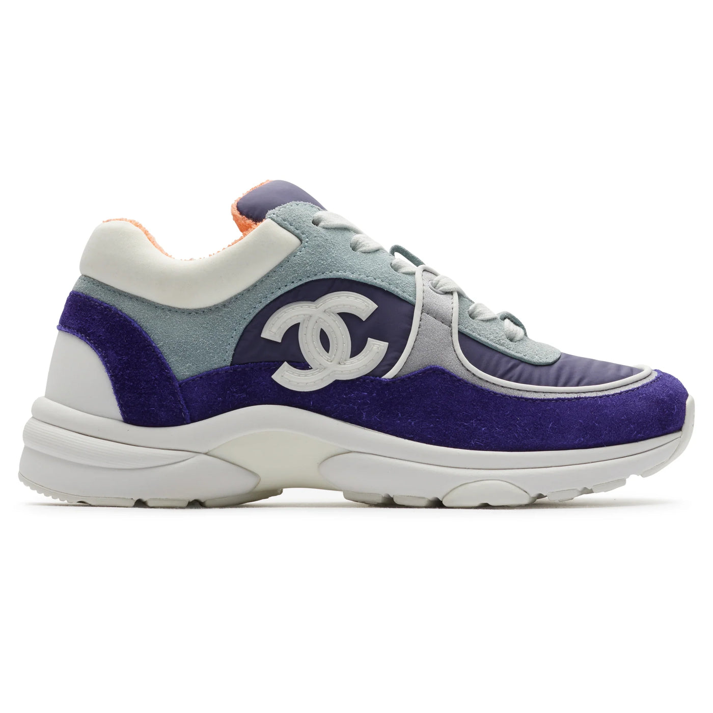 Baskets Chanel CC Logo Suede Nylon Violet Bleu