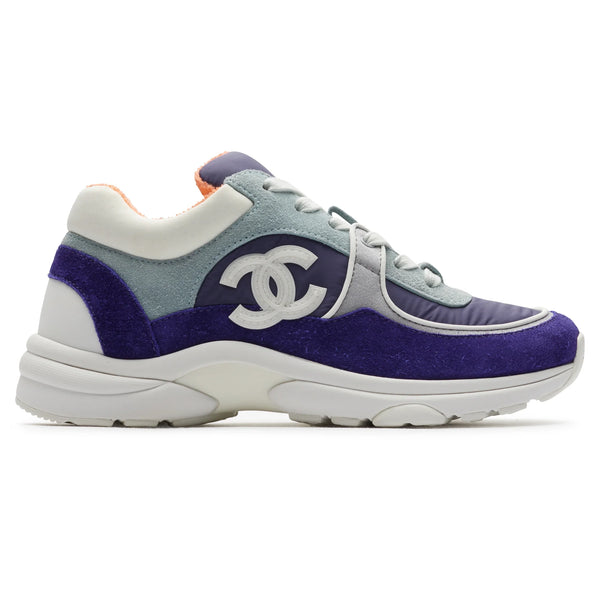 Baskets Chanel CC Logo Suede Nylon Violet Bleu