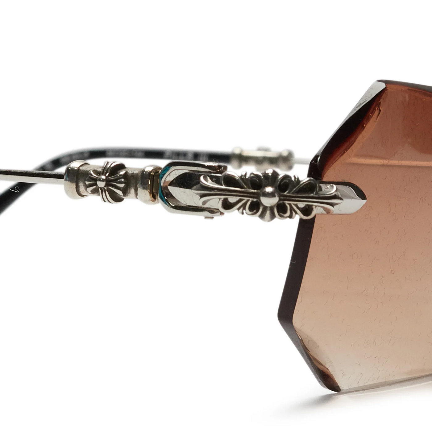 Lunettes de soleil Chrome Hearts Pills III Custom Argent Marron Diamond Cut — vue 4