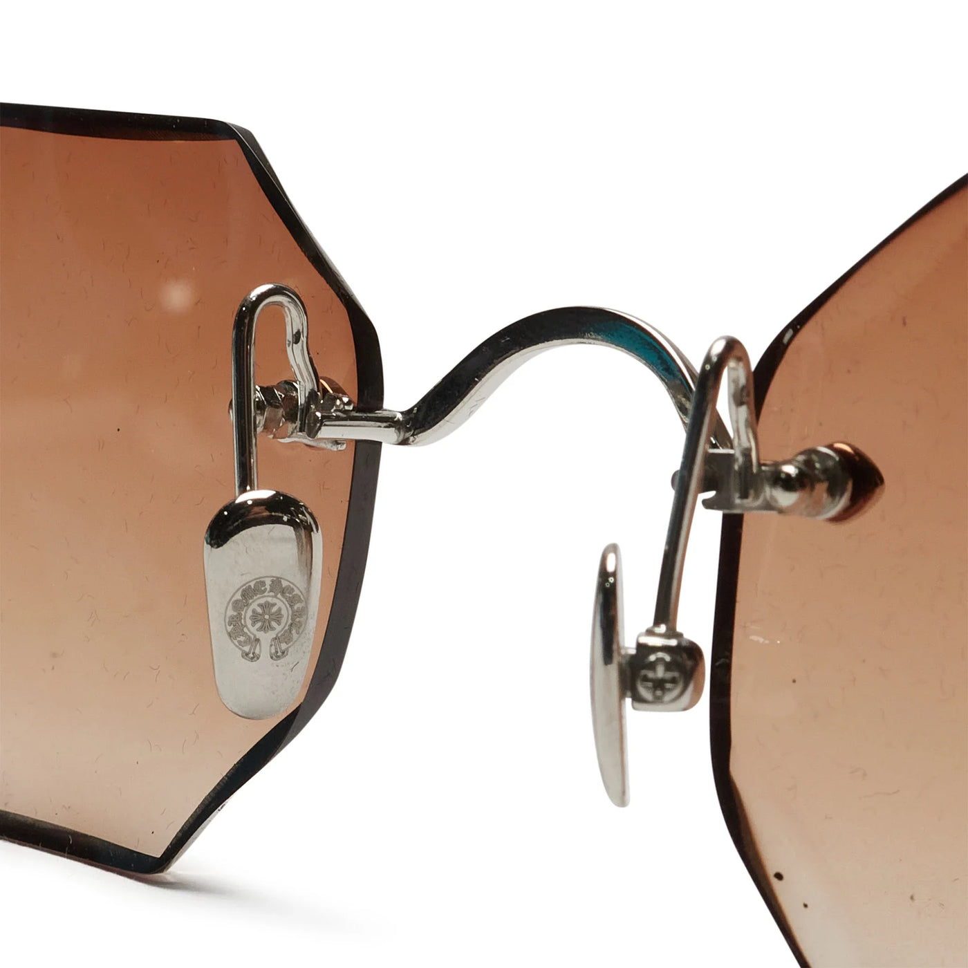 Lunettes de soleil Chrome Hearts Pills III Custom Argent Marron Diamond Cut — vue 7