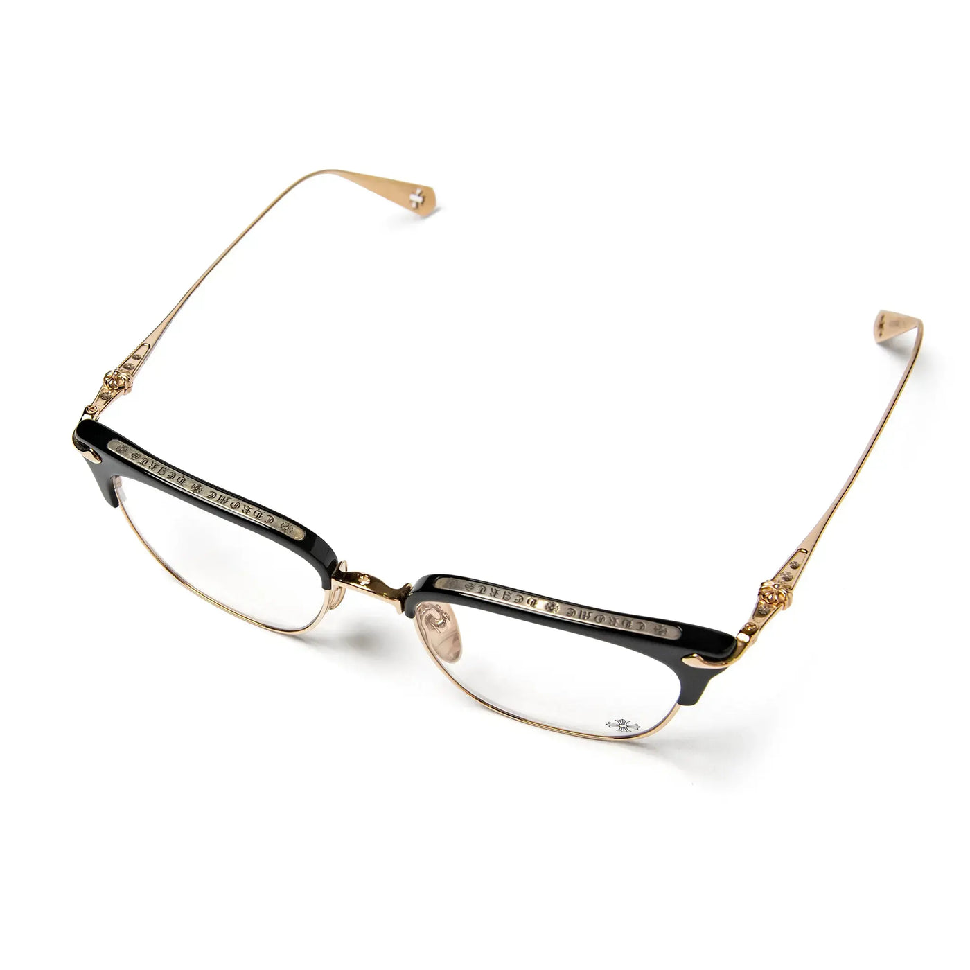 Lunettes de soleil Chrome Hearts Sluntradiction Noir Or Pleated — vue 3