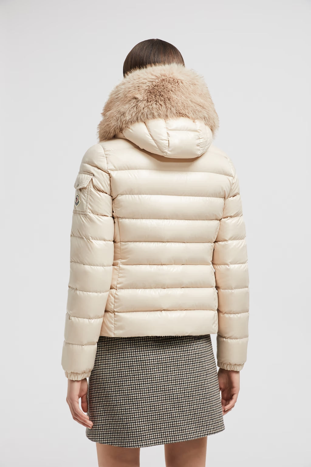 Doudoune Moncler Courte à Capuche Badyf Beige Clair — vue 3