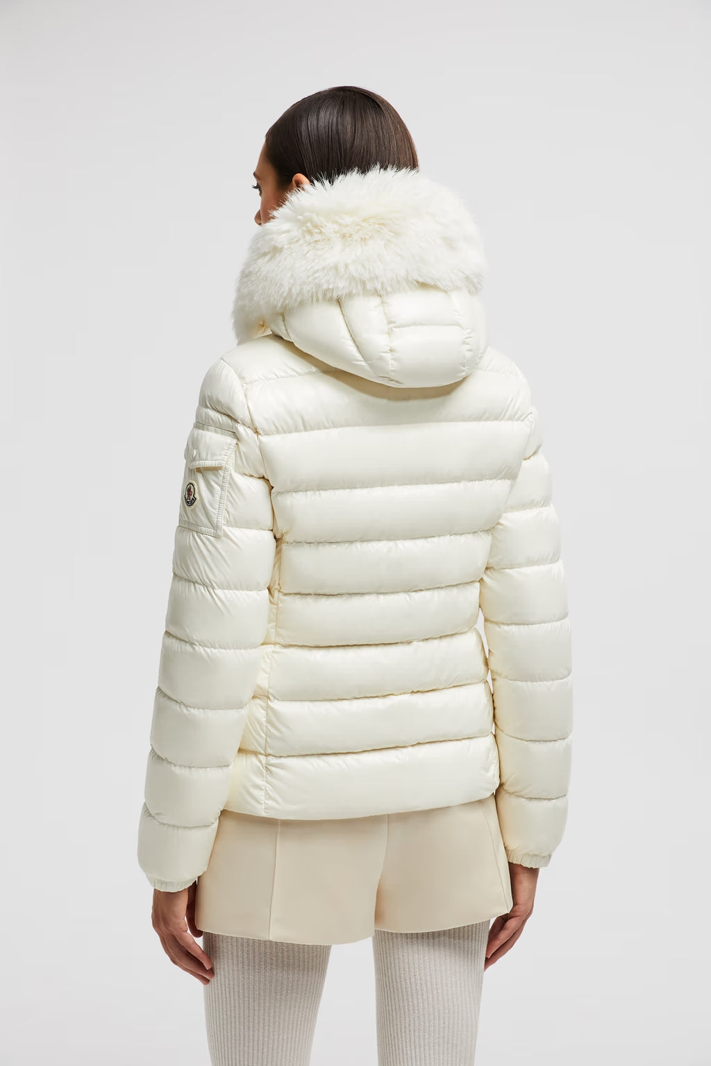 Doudoune Moncler Courte à Capuche Badyf Blanc — vue 3