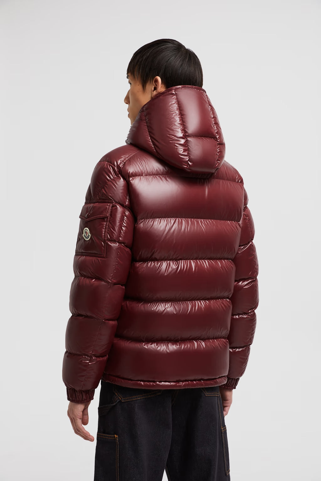 Doudoune Moncler Courte à Capuche Maya Bordeaux — vue 3