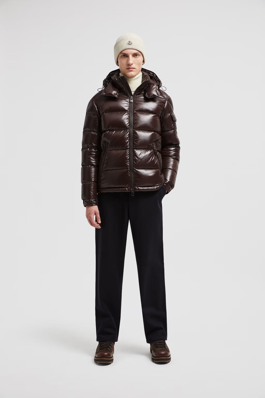 Doudoune Moncler Courte à Capuche Maya Marron Foncé