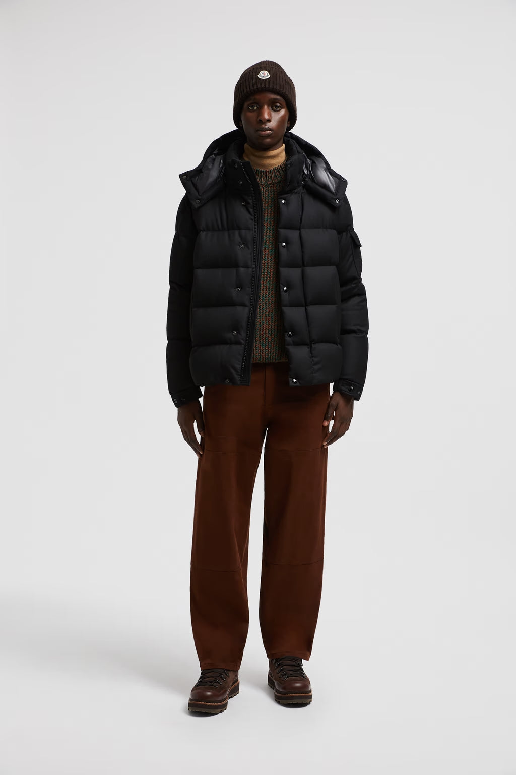 Doudoune Moncler Courte En Flanelle Vezere Noir — vue 3