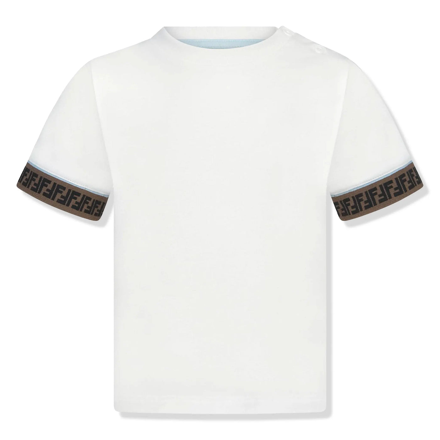 T-Shirt Fendi FF Logo Trim Blanc