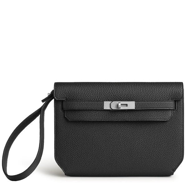 Pochette Hermès Kelly Depeches 25 Togo Noir Palladium Hardware