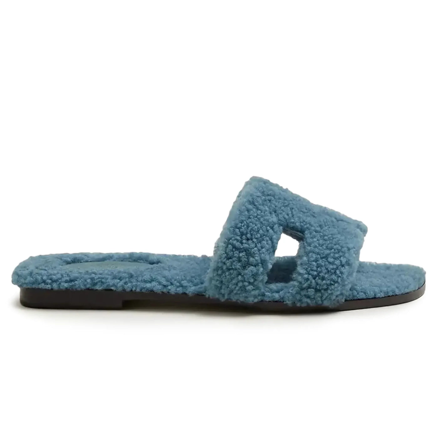 Sandales Hermès Oran Bleu Shearling — vue 2