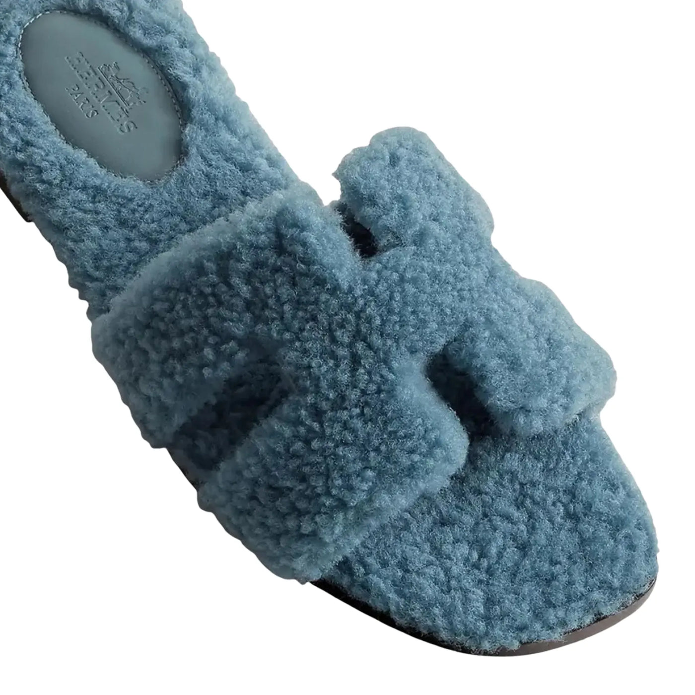 Sandales Hermès Oran Bleu Shearling — vue 4