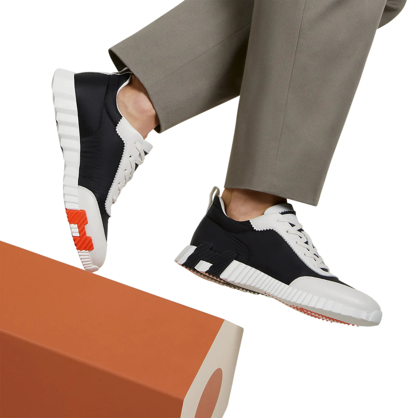 Baskets Hermès Ripstop Bouncing Noir Blanc — vue 6