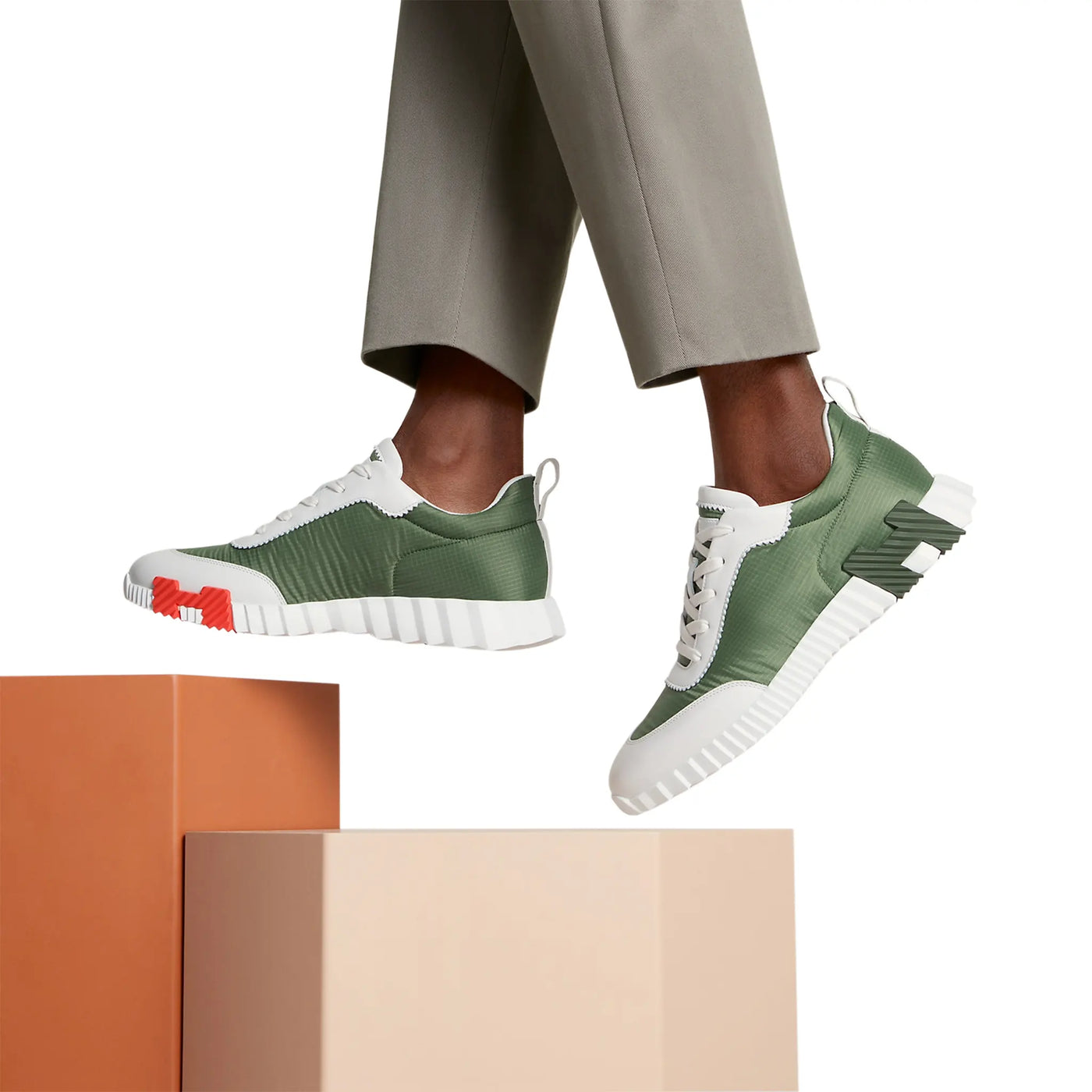 Baskets Hermès Ripstop Bouncing Matcha Blanc — vue 6