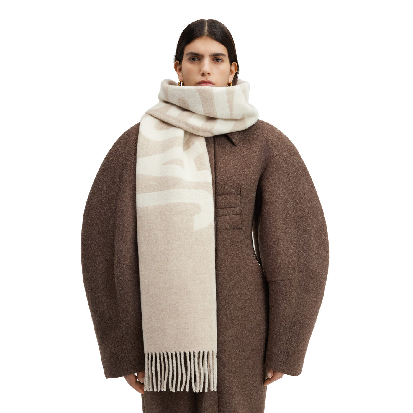 Écharpe Jacquemus L'echarpe Fringe Logo Multi-beige — vue 2