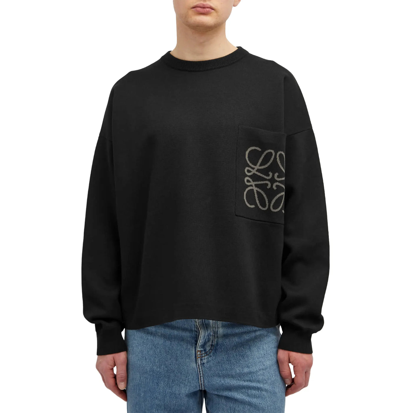 Sweat Loewe Anagram Pocket Cotton and Viscose Noir — vue 3