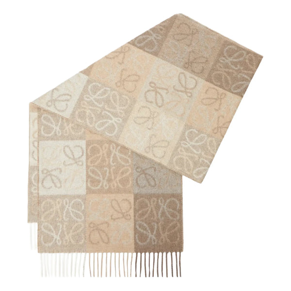 Écharpe Loewe Wool and Cashmere Blanc Beige