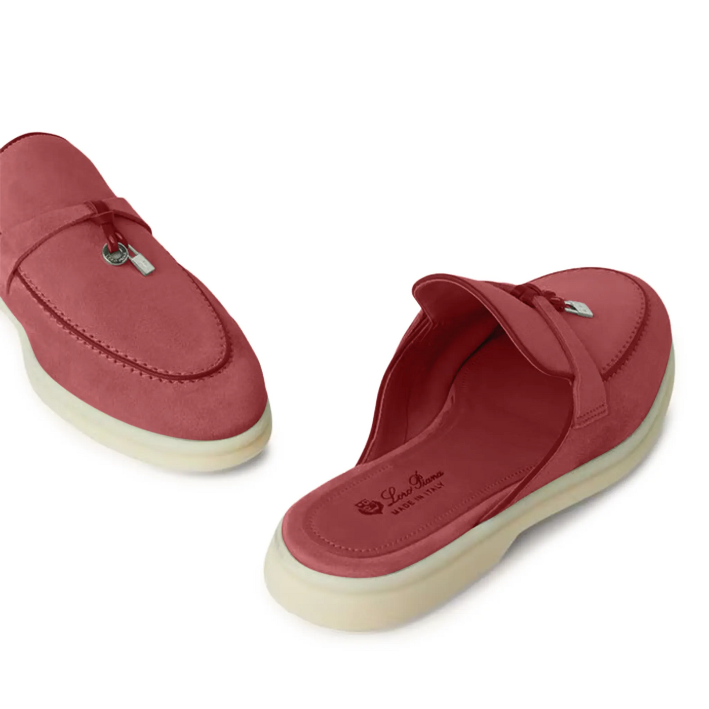 Mocassins Loro Piana Babouche Summer Charms Walk Suede Rouge Orchid — vue 6