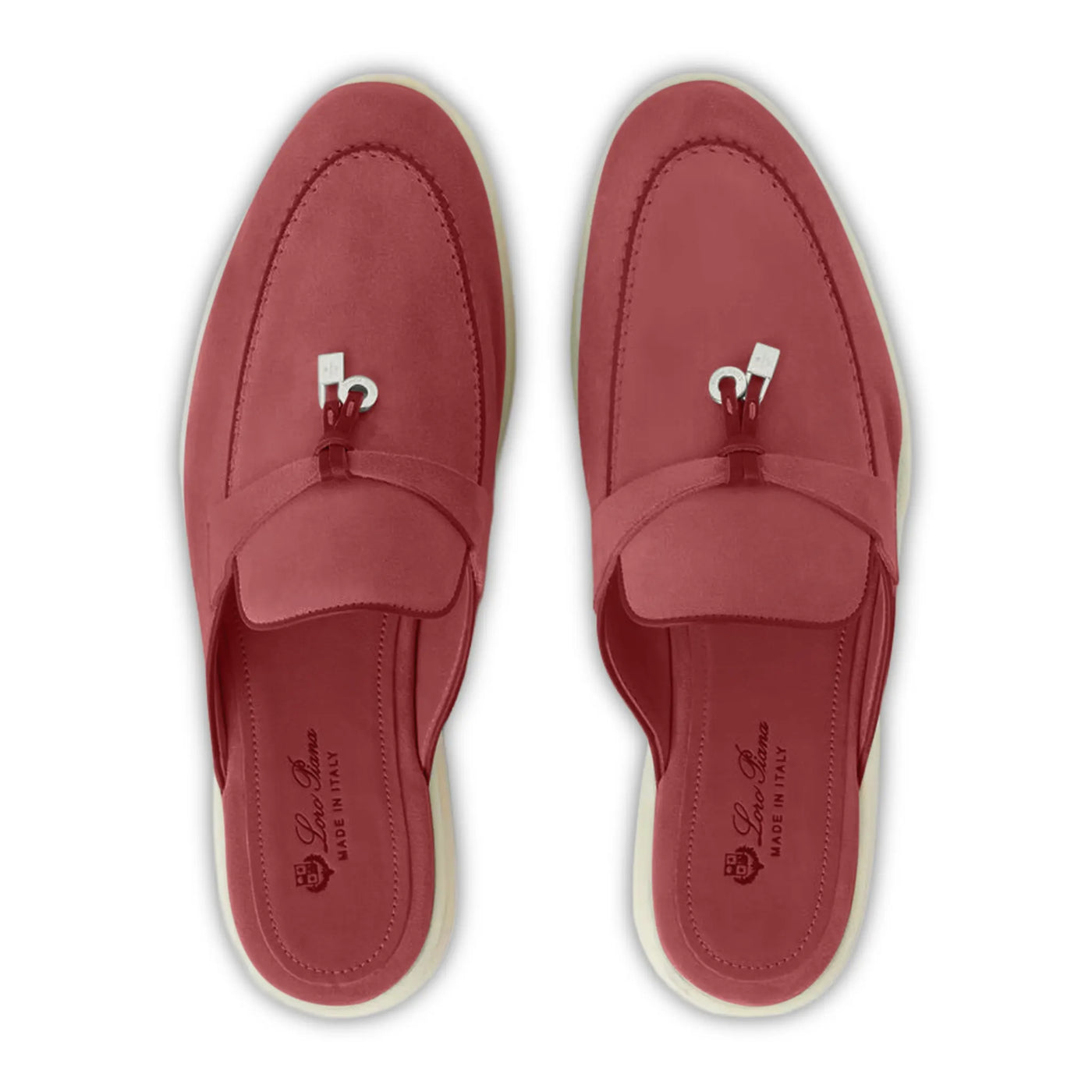 Mocassins Loro Piana Babouche Summer Charms Walk Suede Rouge Orchid — vue 3