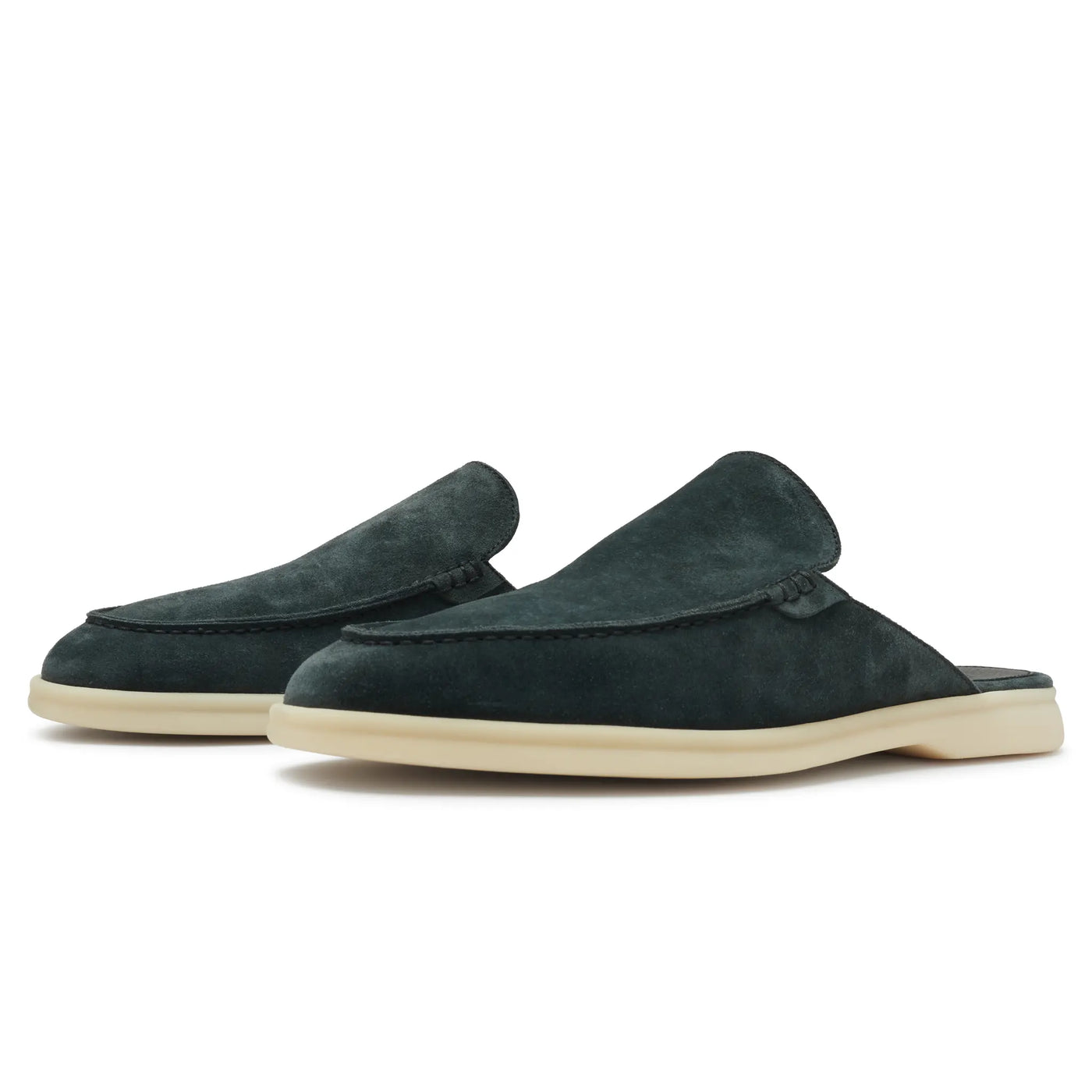 Mocassins Loro Piana Babouche Walk Suede Foncé Vert — vue 2
