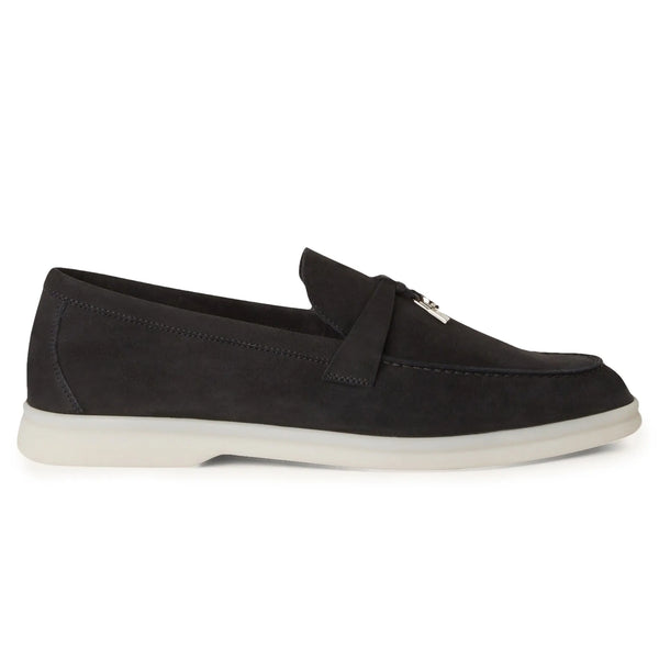 Mocassins Loro Piana Summer Charms Walk Suede Caviar